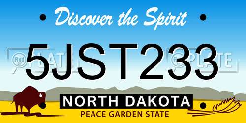 5JST233 North Dakota License Plate