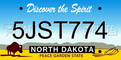5JST774 North Dakota License Plate