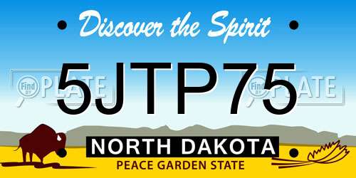 5JTP75 North Dakota License Plate
