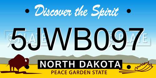 5JWB097 North Dakota License Plate