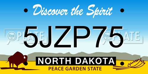 5JZP75 North Dakota License Plate