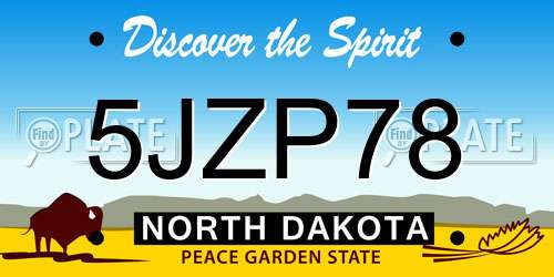 5JZP78 North Dakota License Plate