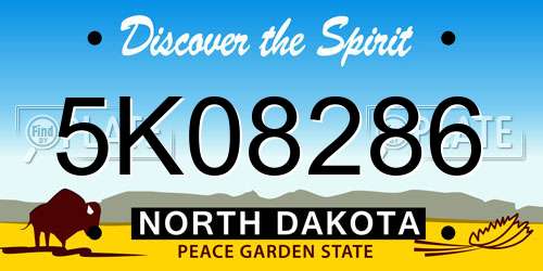 5K08286 North Dakota License Plate