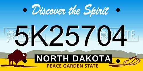 5K25704 North Dakota License Plate