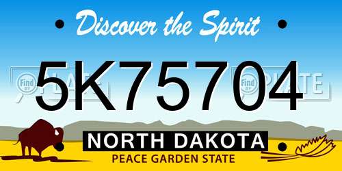 5K75704 North Dakota License Plate