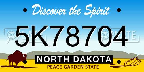 5K78704 North Dakota License Plate