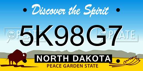 5K98G7 North Dakota License Plate