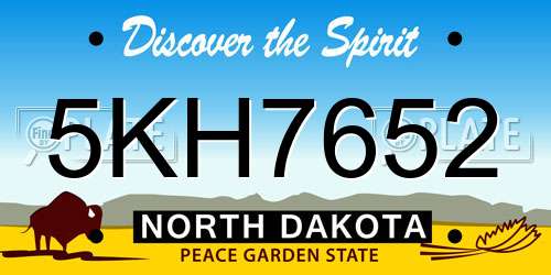 5KH7652 North Dakota License Plate