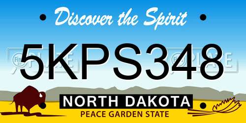 5KPS348 North Dakota License Plate