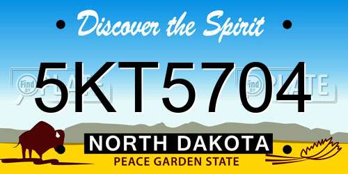 5KT5704 North Dakota License Plate
