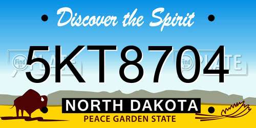 5KT8704 North Dakota License Plate
