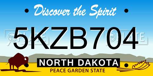 5KZB704 North Dakota License Plate