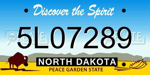 5L07289 North Dakota License Plate