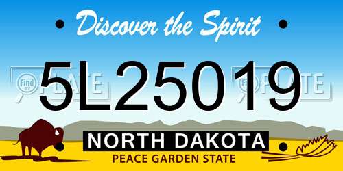 5L25019 North Dakota License Plate