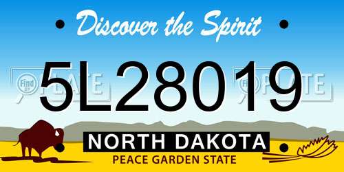 5L28019 North Dakota License Plate