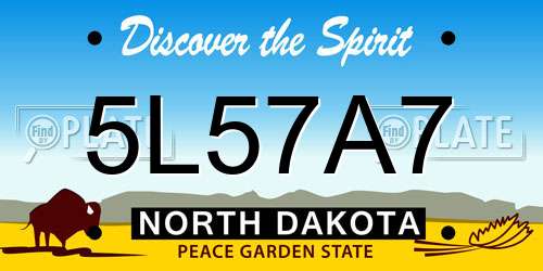 5L57A7 North Dakota License Plate