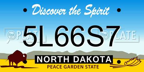 5L66S7 North Dakota License Plate