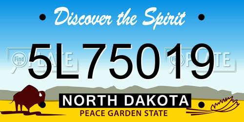 5L75019 North Dakota License Plate