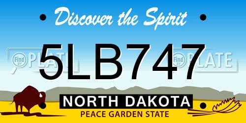 5LB747 North Dakota License Plate