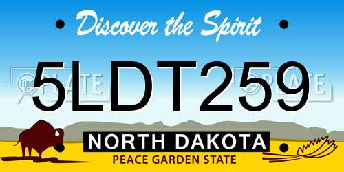 5LDT259 North Dakota License Plate