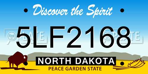 5LF2168 North Dakota License Plate