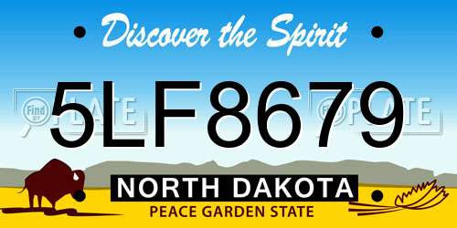 5LF8679 North Dakota License Plate