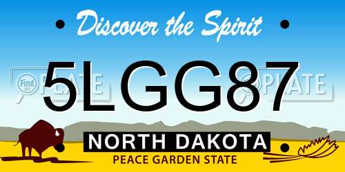 5LGG87 North Dakota License Plate