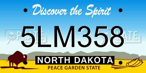 5LM358 North Dakota License Plate