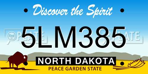 5LM385 North Dakota License Plate
