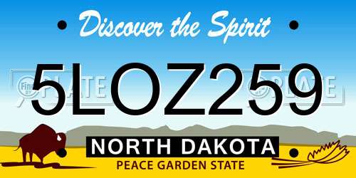 5LOZ259 North Dakota License Plate