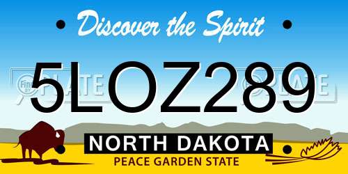 5LOZ289 North Dakota License Plate