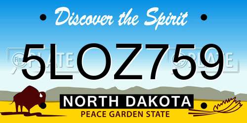 5LOZ759 North Dakota License Plate