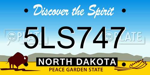 5LS747 North Dakota License Plate