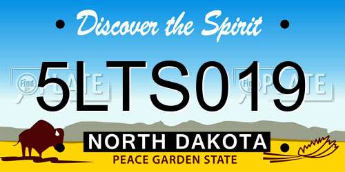 5LTS019 North Dakota License Plate