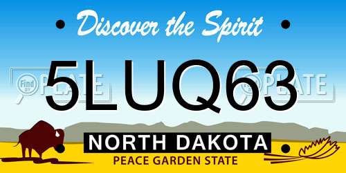 5LUQ63 North Dakota License Plate