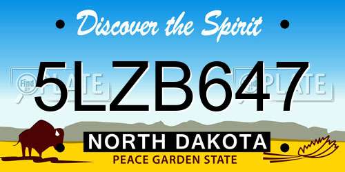 5LZB647 North Dakota License Plate