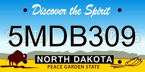 5MDB309 North Dakota License Plate