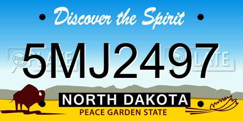 5MJ2497 North Dakota License Plate