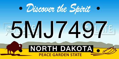 5MJ7497 North Dakota License Plate