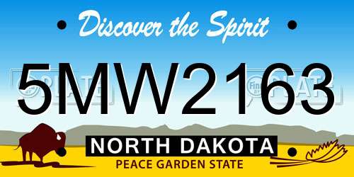 5MW2163 North Dakota License Plate