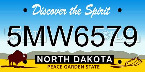 5MW6579 North Dakota License Plate