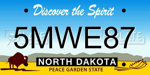 5MWE87 North Dakota License Plate