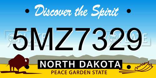 5MZ7329 North Dakota License Plate