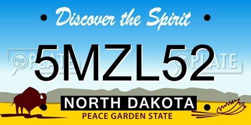 5MZL52 North Dakota License Plate