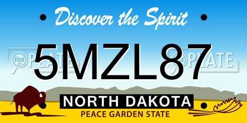 5MZL87 North Dakota License Plate