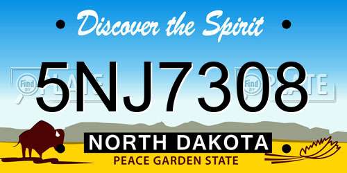 5NJ7308 North Dakota License Plate
