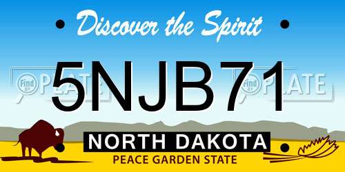 5NJB71 North Dakota License Plate