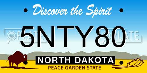 5NTY80 North Dakota License Plate