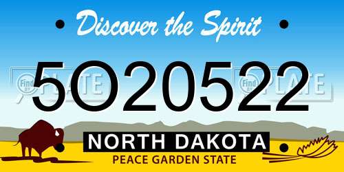 5O20522 North Dakota License Plate