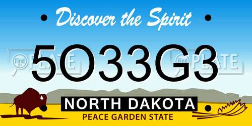 5O33G3 North Dakota License Plate